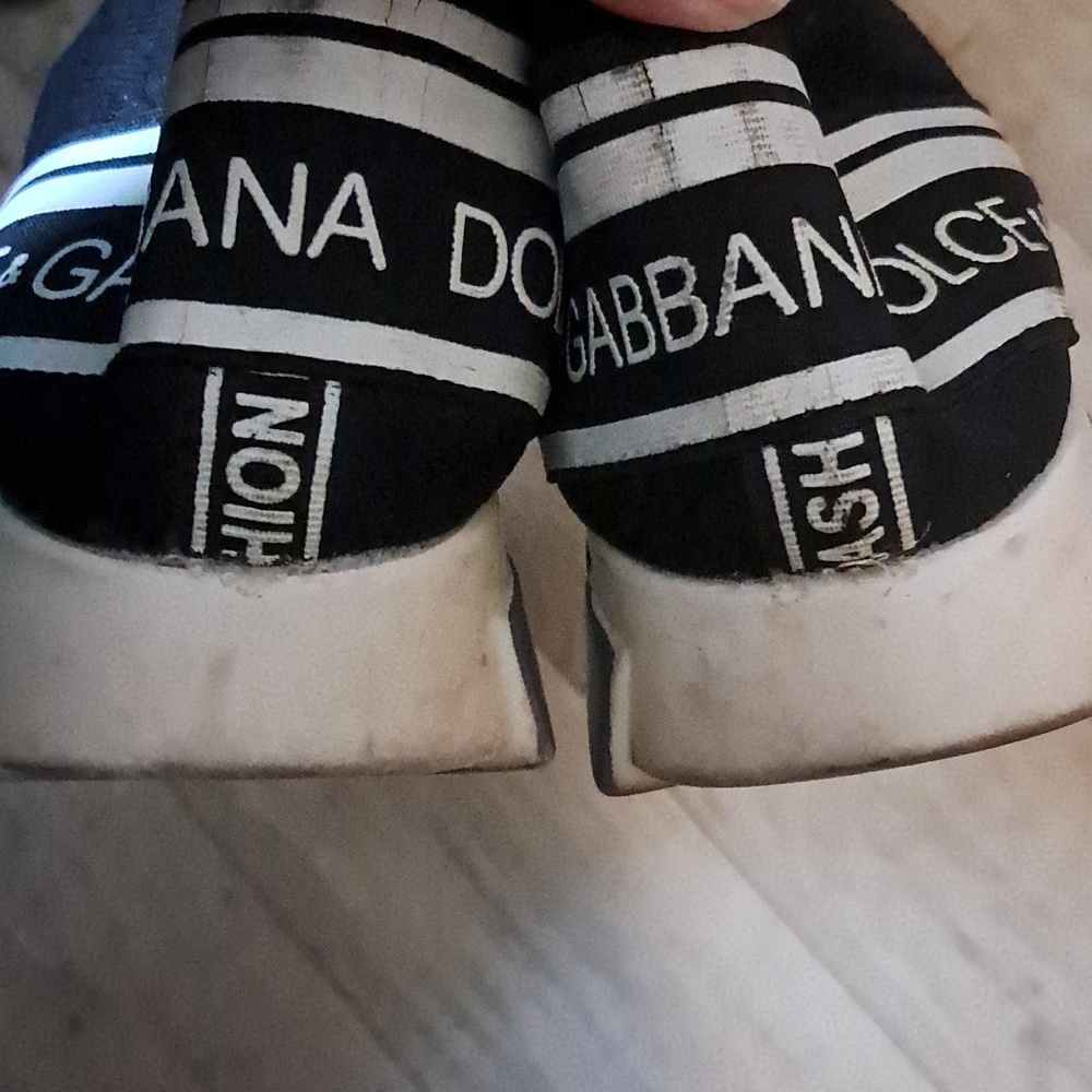 Dolce & Gabbana Sorrento Size 38/7.5 Black/White Knit Fabric Slip On - Picture 8 of 11